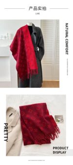 2025 New British Style High-End Scarf for Women, Double-Sided Jacquard Tassel Long Shawl, Two-Way Use, Thick - Image 8