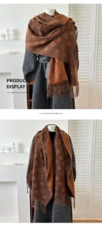 2025 New British Style High-End Scarf for Women, Double-Sided Jacquard Tassel Long Shawl, Two-Way Use, Thick - Image 5