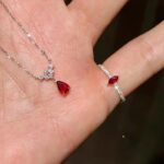 Elegant red fairy teardrop necklace and ring - Image 2