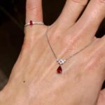 Elegant red fairy teardrop necklace and ring