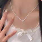 Pink & Green simple silver necklace - Image 4