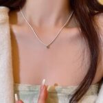 Pink & Green simple silver necklace - Image 10