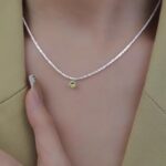 Pink & Green simple silver necklace - Image 5