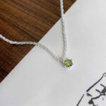 Pink & Green simple silver necklace - Image 13