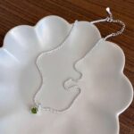 Pink & Green simple silver necklace - Image 3